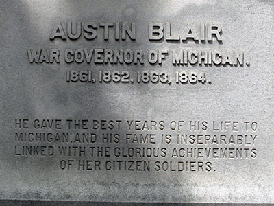 Governor Austin Blair statue, located in front of Michigan's Capitol. Photo ©2014 Look Around You Ventures, LLC.